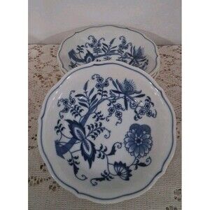 Vtg Blue Onion Blue Danube Berry Sauce Fruit Mini Bowls Japan 5.25" set 4